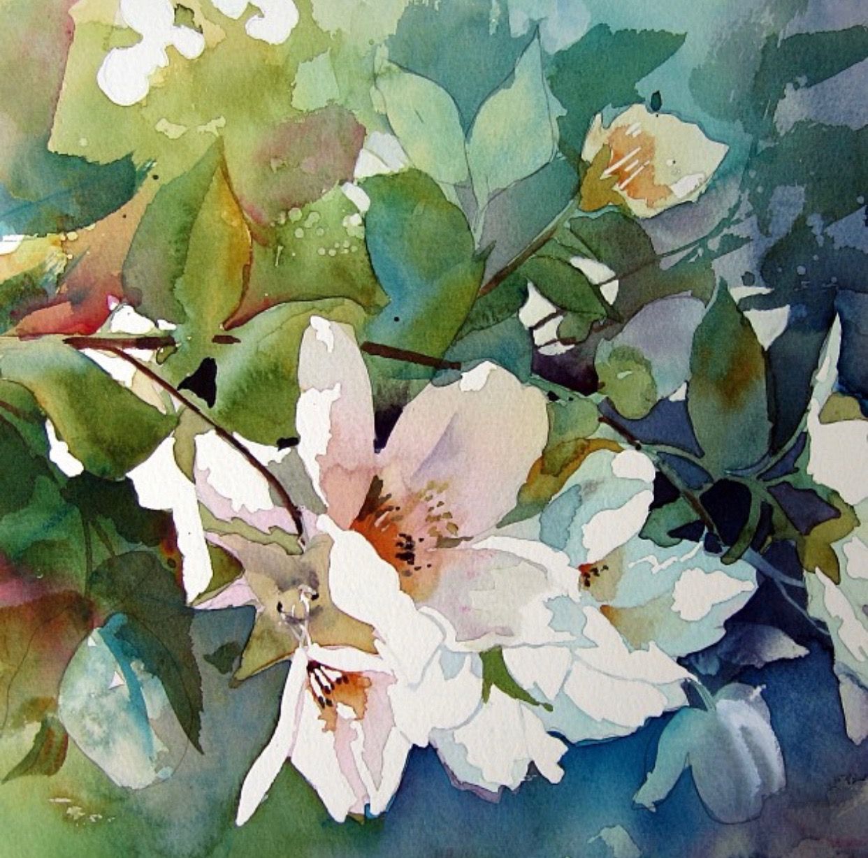 watercolor painting by Aud Rye | Floral watercolor, Abstract flower ...