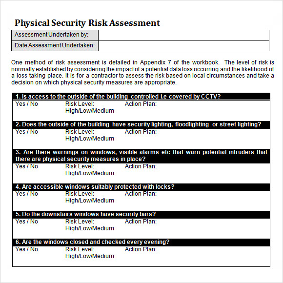 Physical Security Assessment Report Template - Printable Word Searches