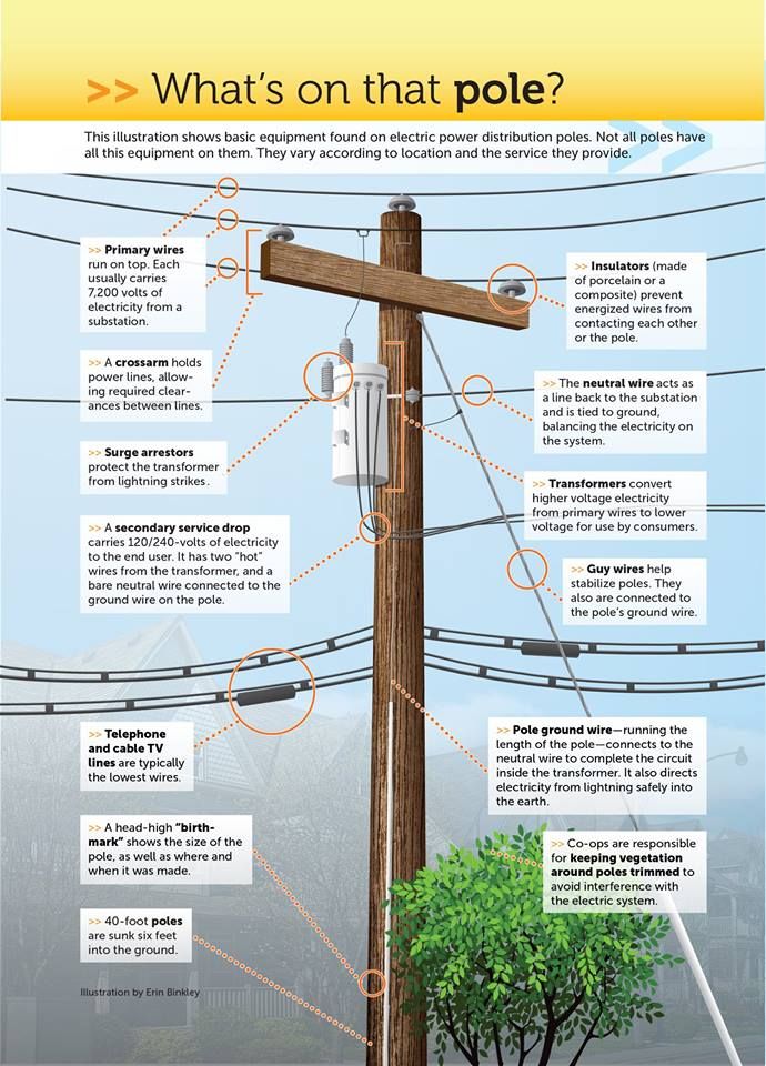 This illustration shows basic equipment found on electric power ...