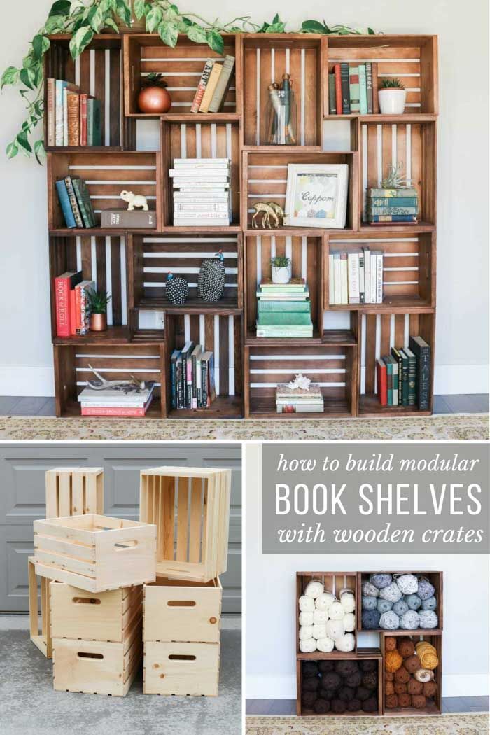 Easy DIY Yarn Storage Shelves Using Wooden Crates - Video Tutorial ...