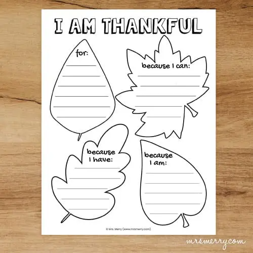 I Am Thankful Worksheet & Gratitude Tree Printables | Mrs. Merry ...