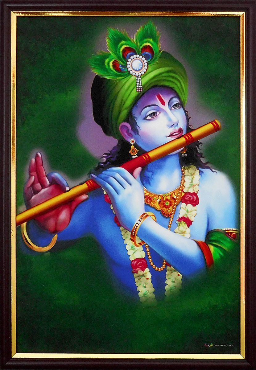 Lord Krishna With Flute Paintings