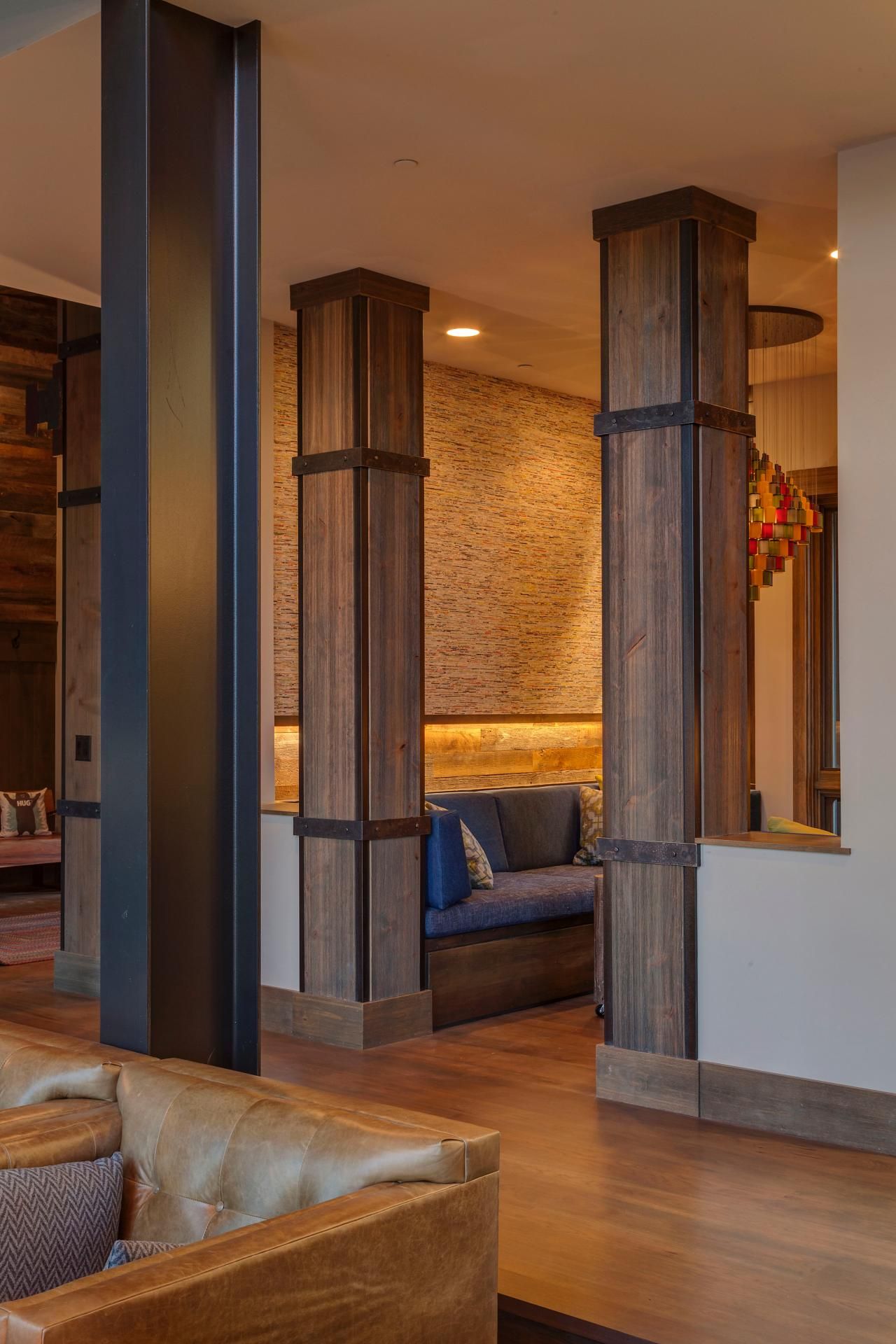 Rustic Modern Great Room | Interior columns, Wood columns, Column design