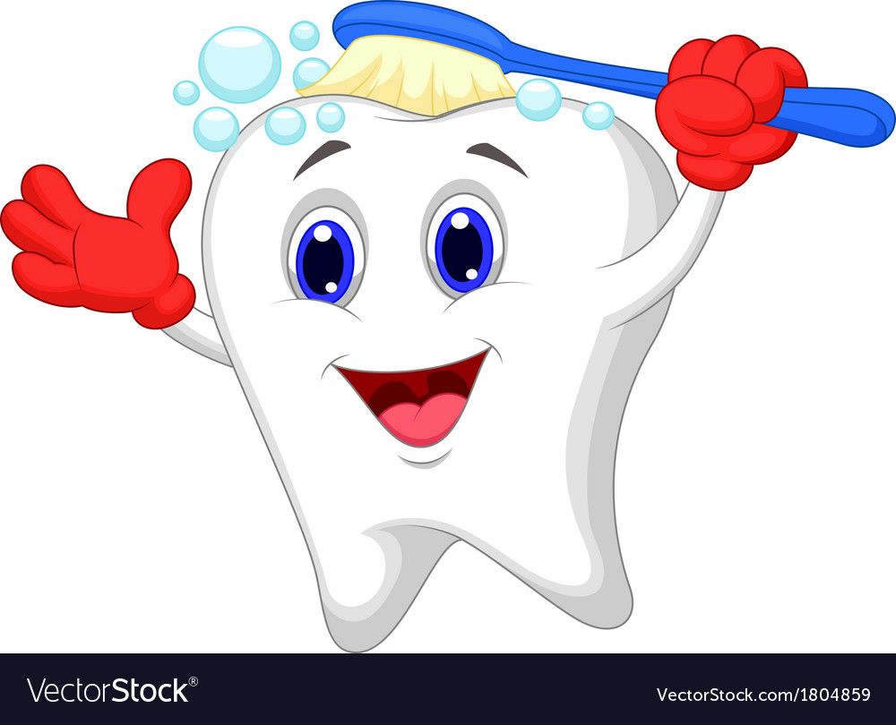 Happy tooth cartoon brushing Royalty Free Vector Image | Tooth cartoon ...