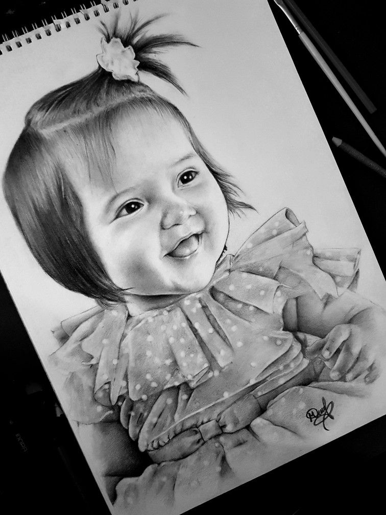 Baby pencil drawing, realistic portrait by @artbymigena Pencil Sketch ...