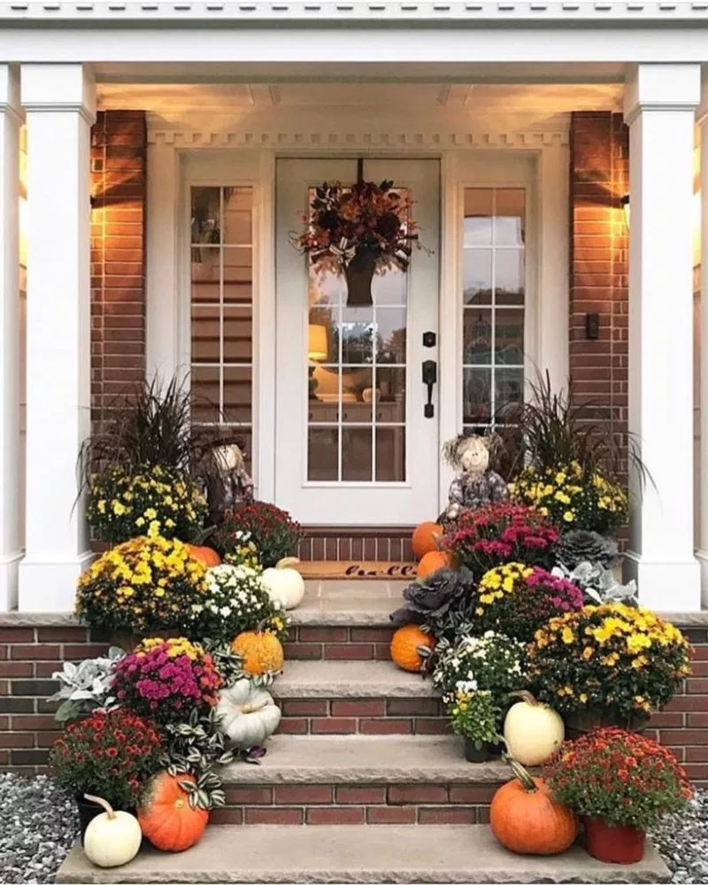 Green Fall Decor Front Porch