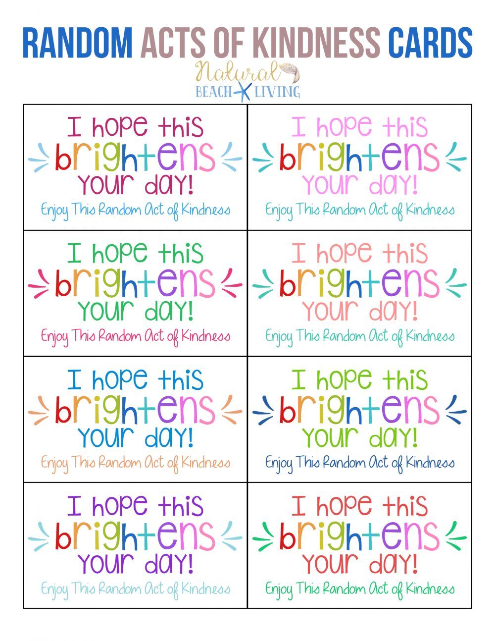 Random Acts of Kindness Printable Cards