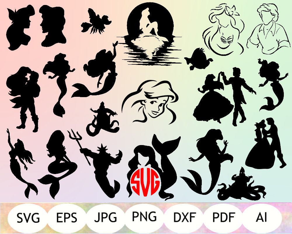 Free 139 Little Mermaid Outline Svg SVG PNG EPS DXF File