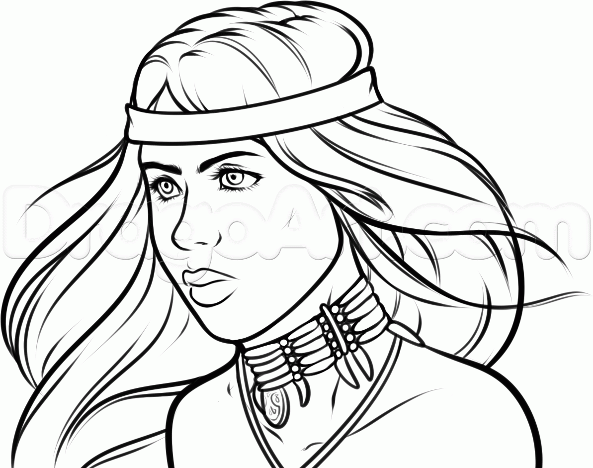 How to Draw a Native American, Step by Step, Faces, People