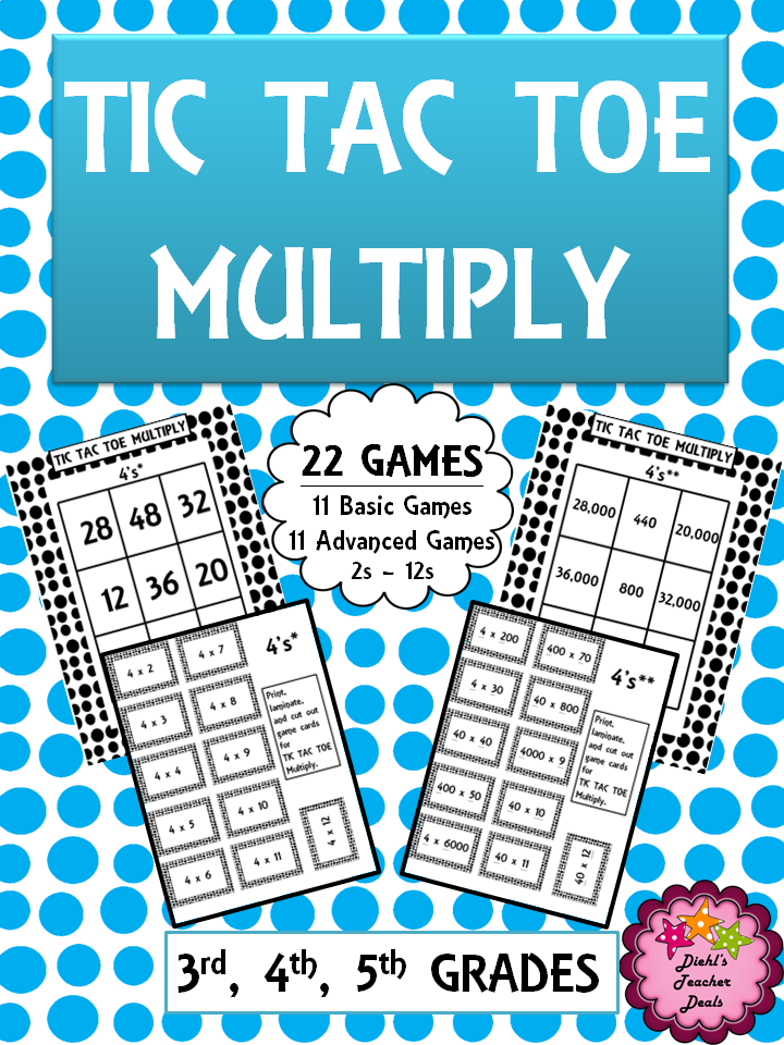 22 Games of Tic-Tac-Toe Multiplication for grades 3, 4, and 5! Games ...