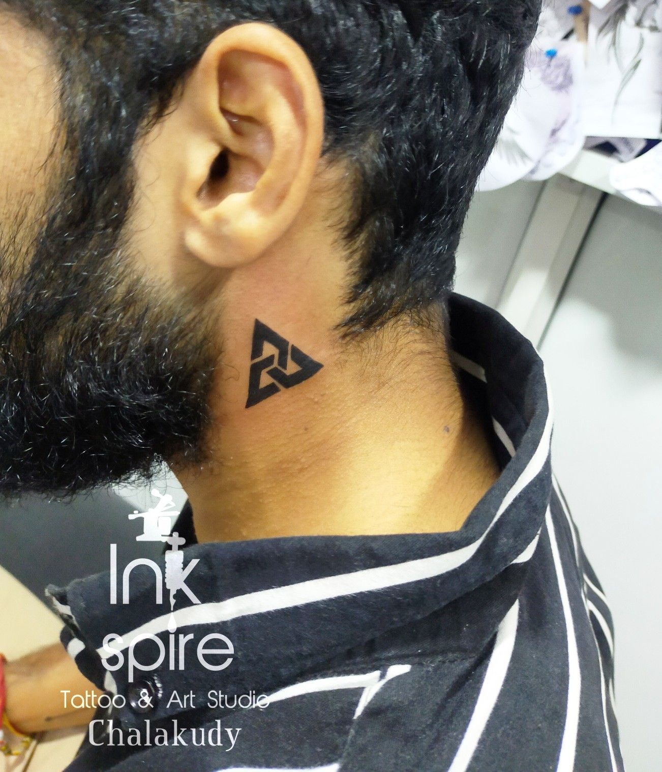 Tattoo uploaded by Vipul Chaudhary  triangle tattoo triangle tattoo  design tattoo for boys Tattoo on neck  Tattoodo