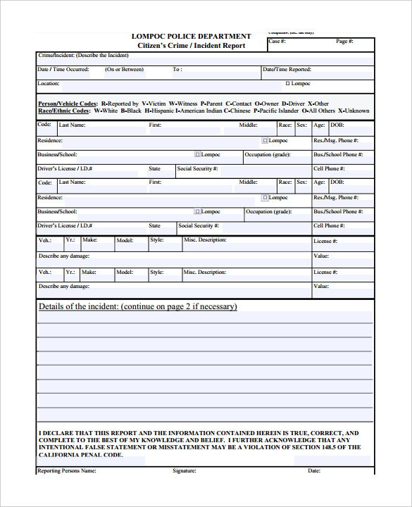 Police Report Template Pdf (5) - TEMPLATES EXAMPLE | TEMPLATES EXAMPLE ...