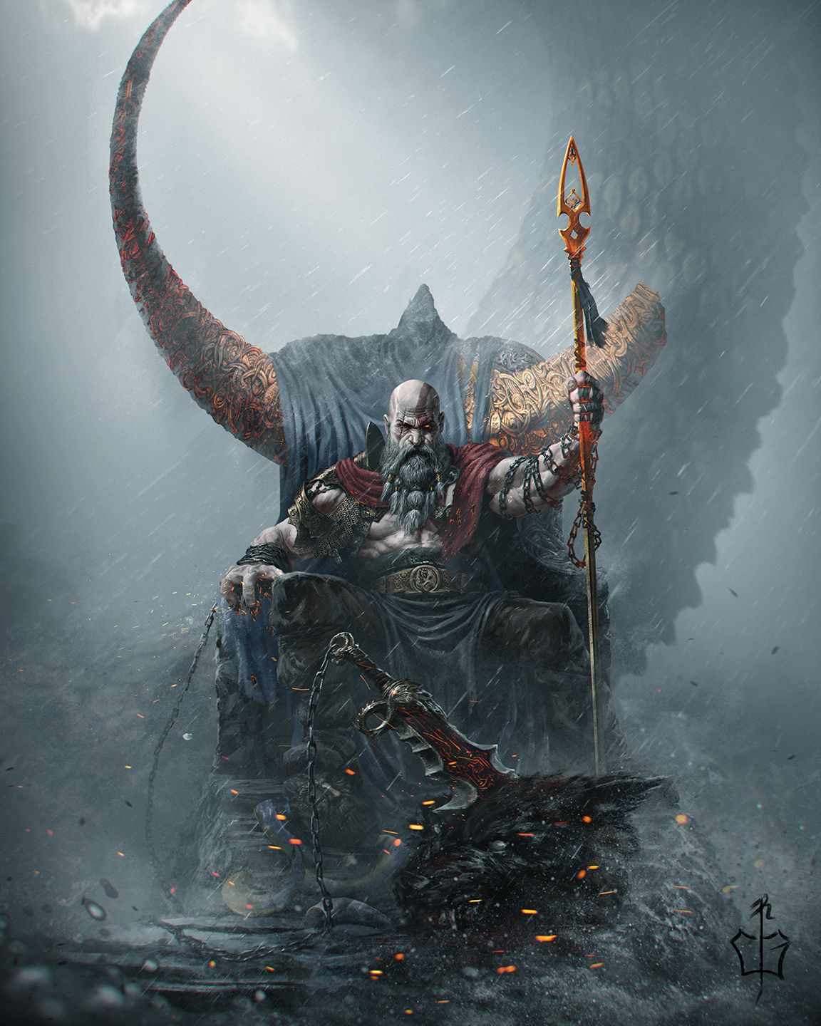 Dark Fantasy Art, Fantasy Kunst, Fantasy Artwork, Kratos God Of War ...