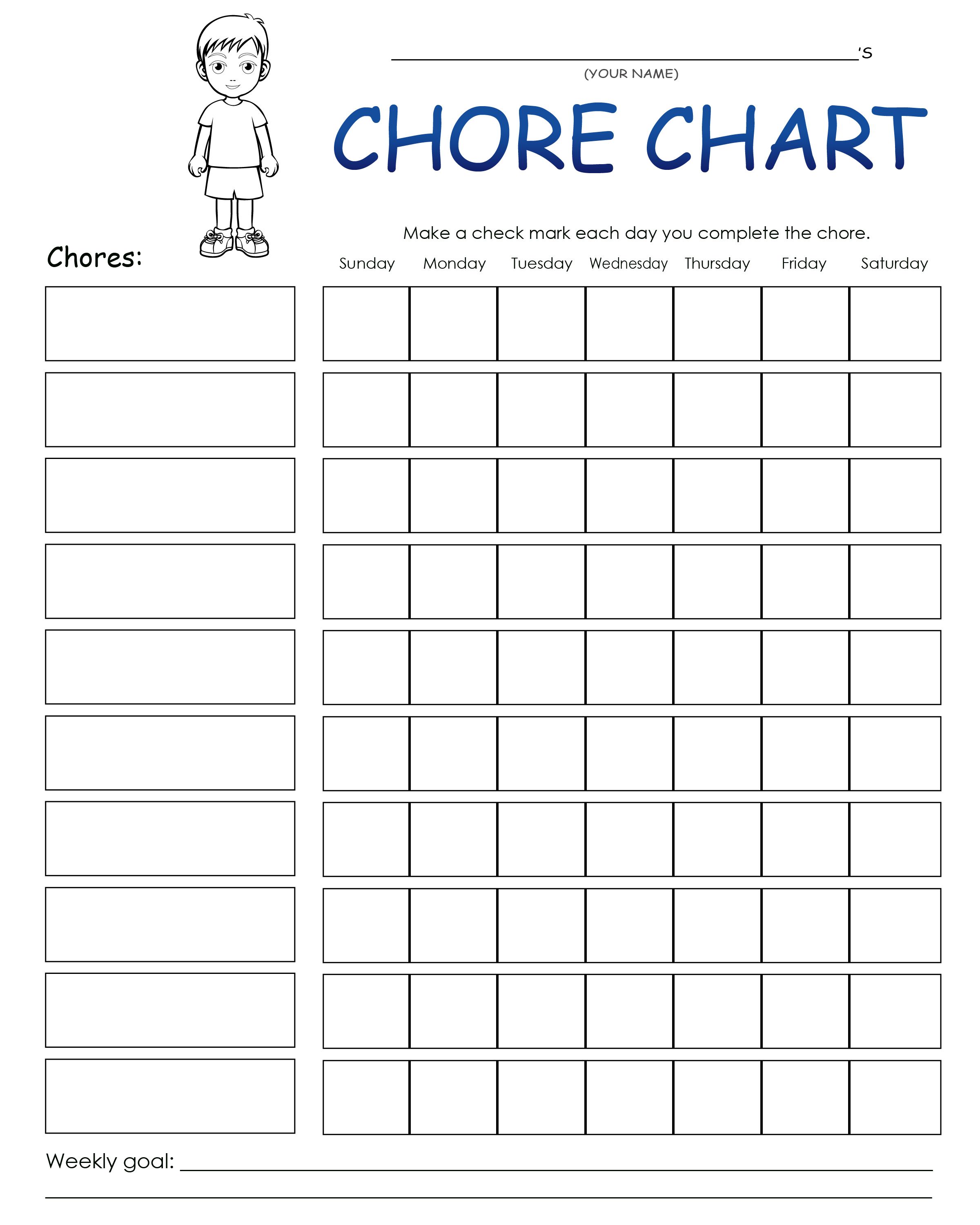 Printable charts and logs to help you keep track of chores and more ...