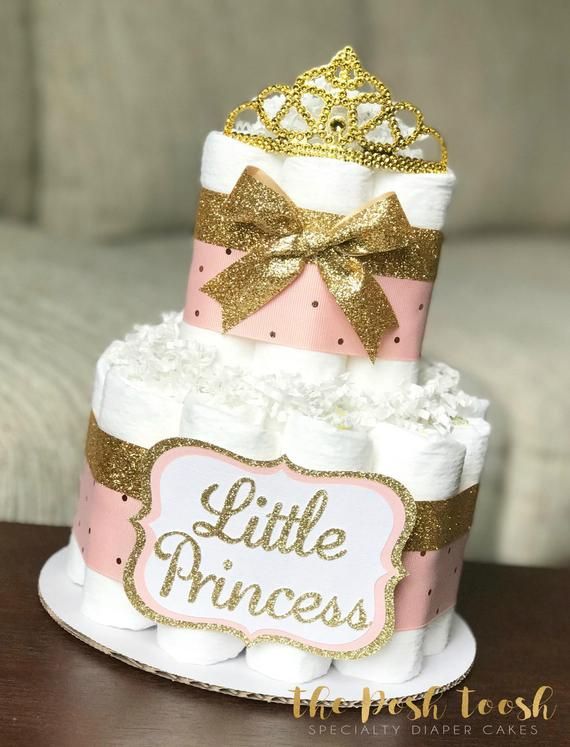 Pink and Gold Diaper Cake, Baby Shower Centerpiece, Baby Shower Decor ...