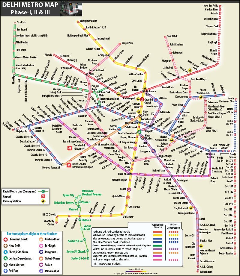 Delhi Metro Map for Tourist | Delhi metro, Metro map, Route map