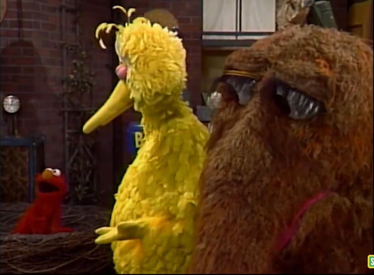 Big Bird, Snuffy, and Elmo