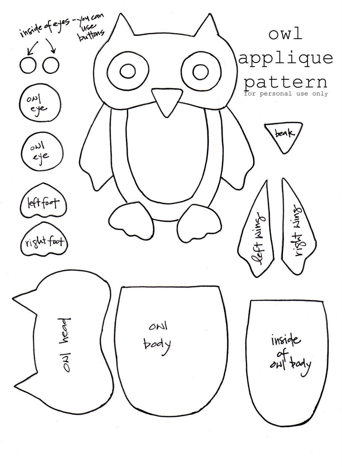 Owl Applique Pattern Printable