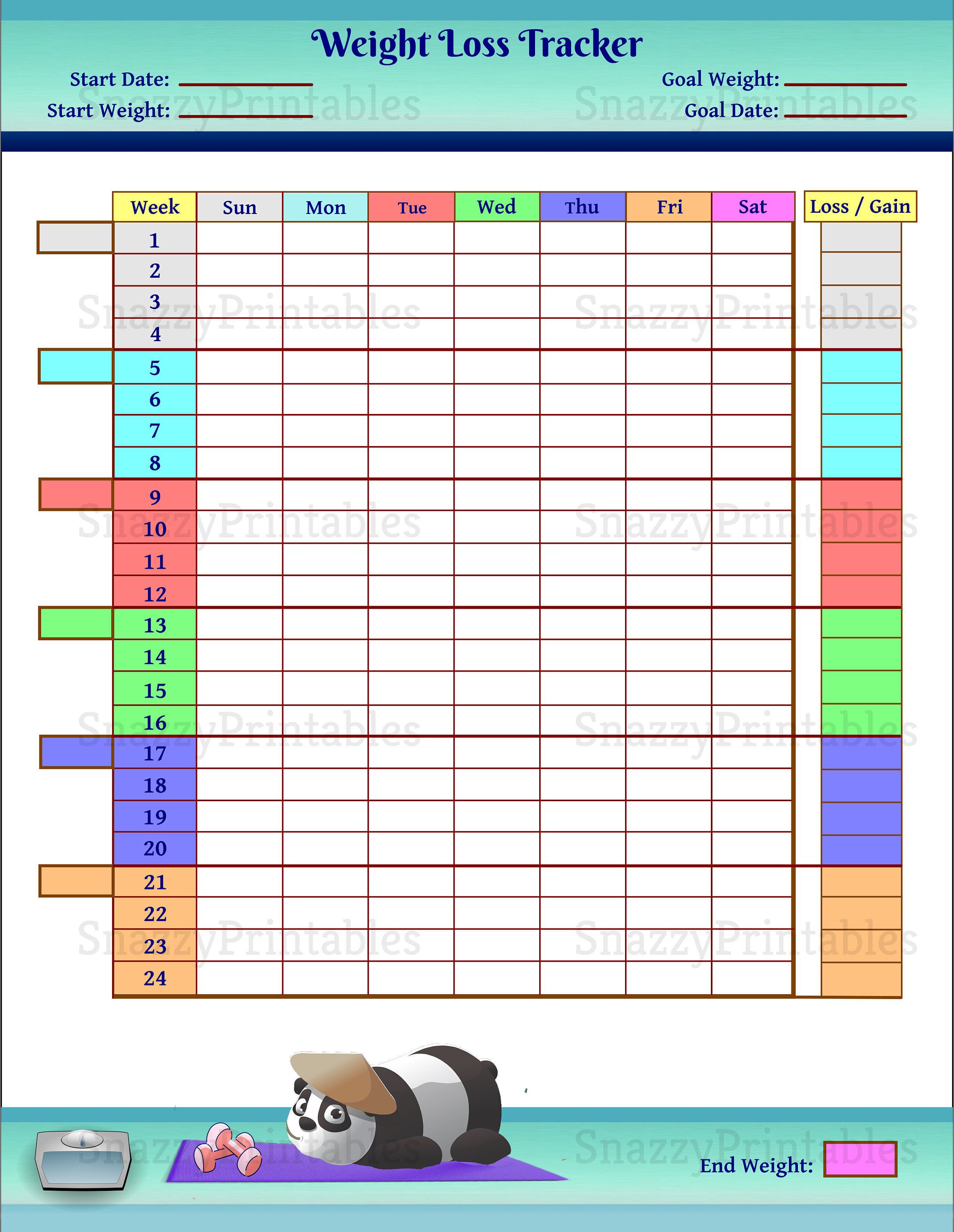 Weight Watchers Tracker Printable Pdf