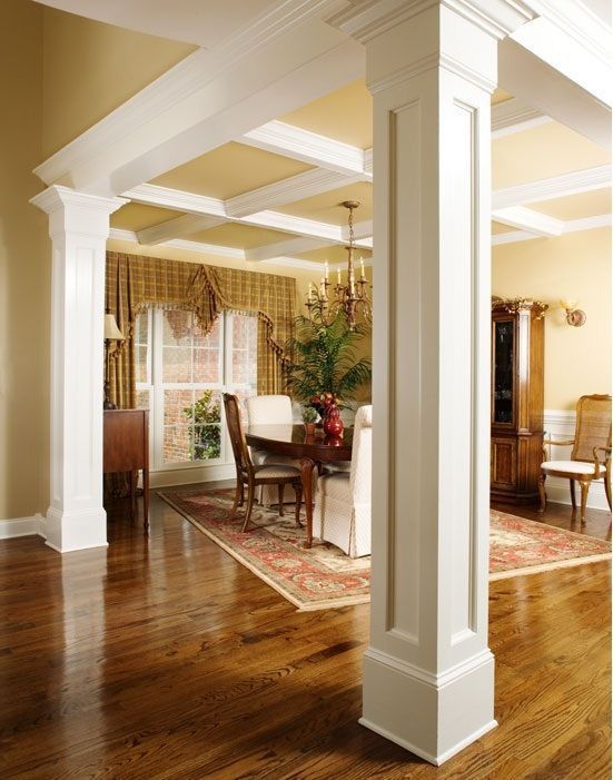 I adore the columns and moulding and ceiling trim, it ads depth to teh ...