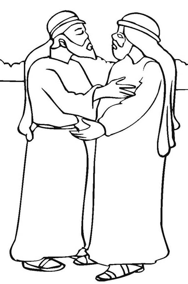 Jacob and Esau Meet After Years Coloring Page - NetArt Easy Coloring ...