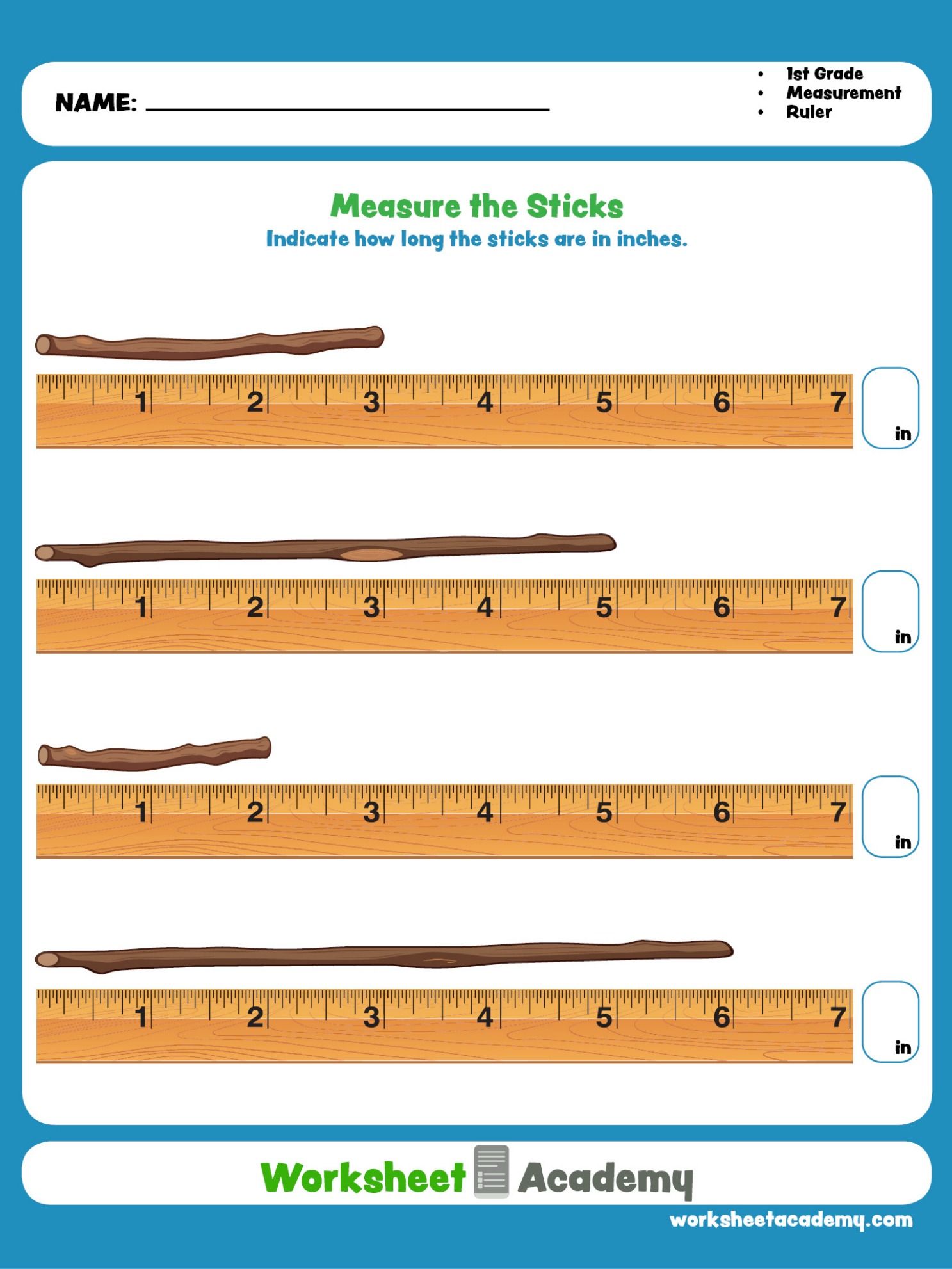 Measuring In Inches Worksheet