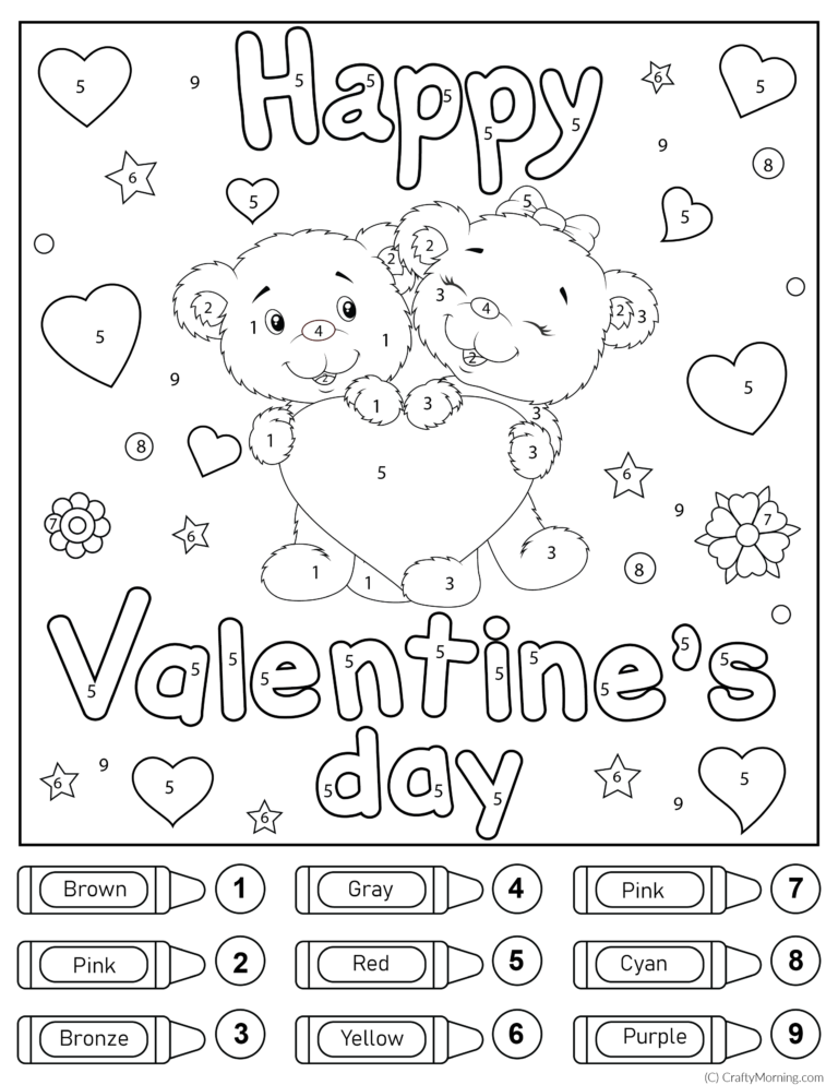 Valentine s day color by number printable – Artofit