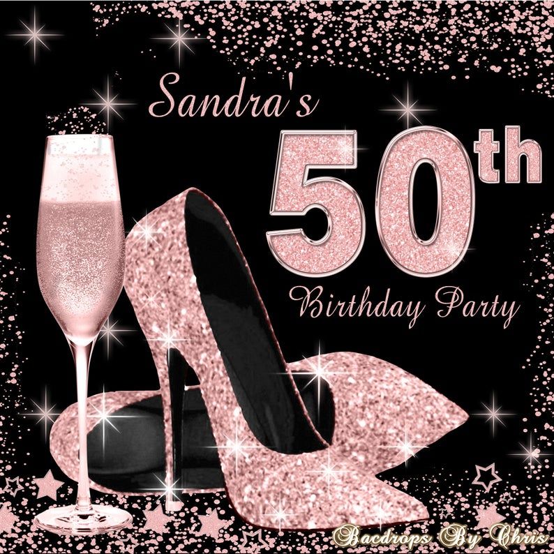 50th Birthday Backdrop High Heels Rose Gold Backdrop | Etsy | Tarjeta ...