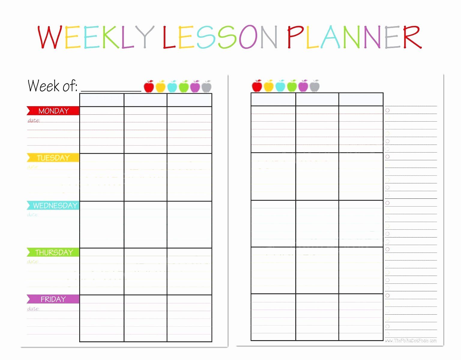 Printable Weekly Lesson Plan Template