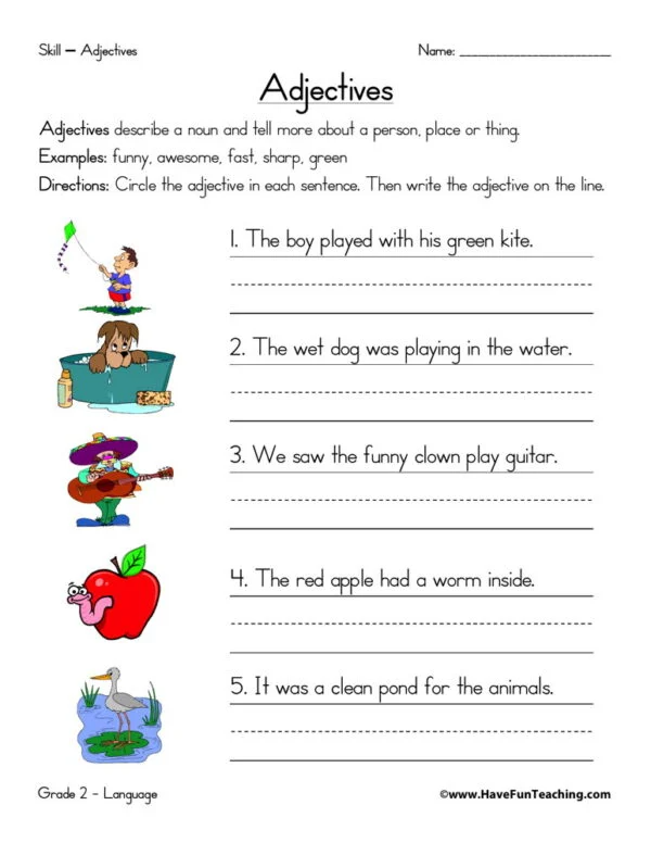 Adding Adjectives Worksheet - Have Fun Teaching | Free