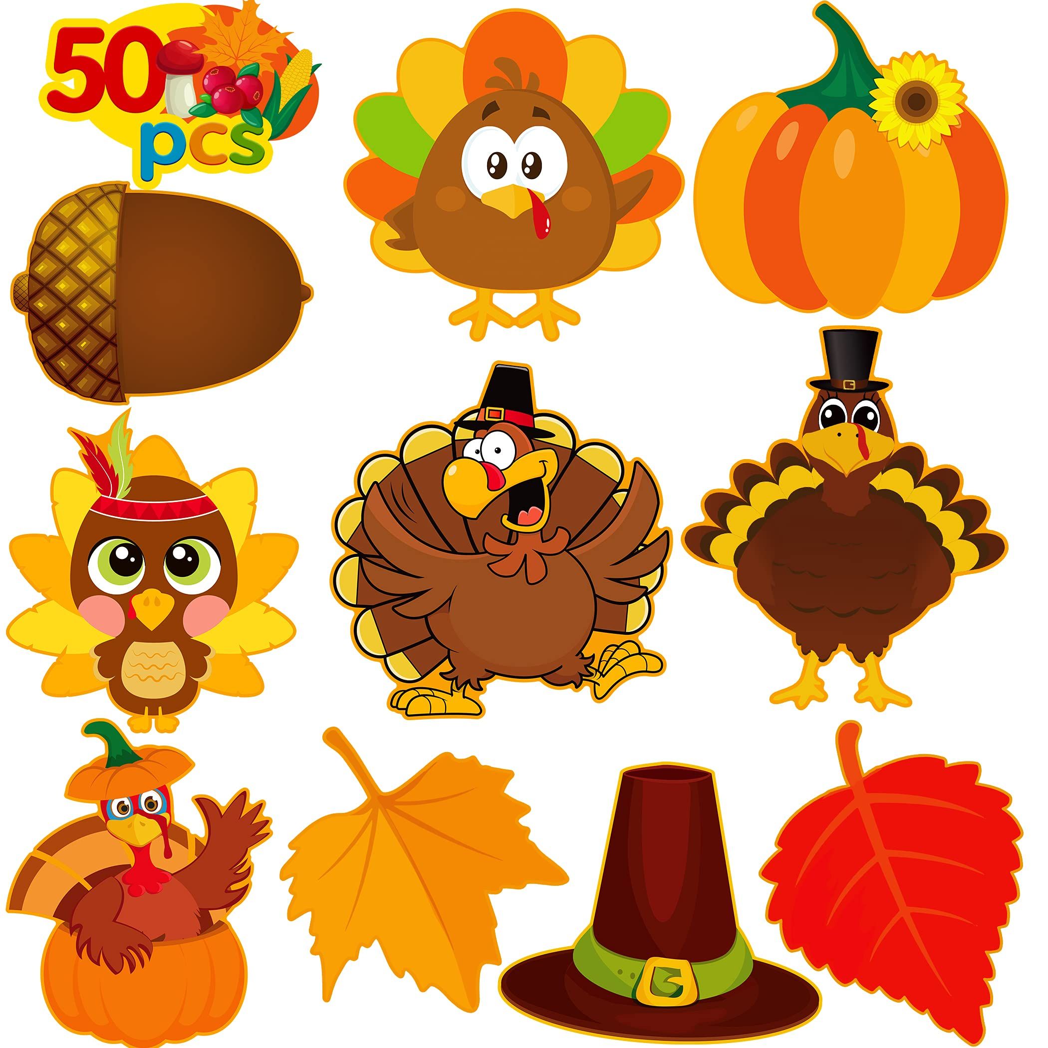 Joy bang thanksgiving cutouts 50 pcs turkey fall cutouts pumpkin maple ...