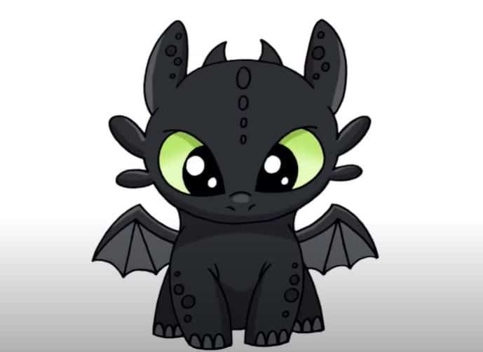 How to Draw toothless cute drawing from How to Train Your Dragon