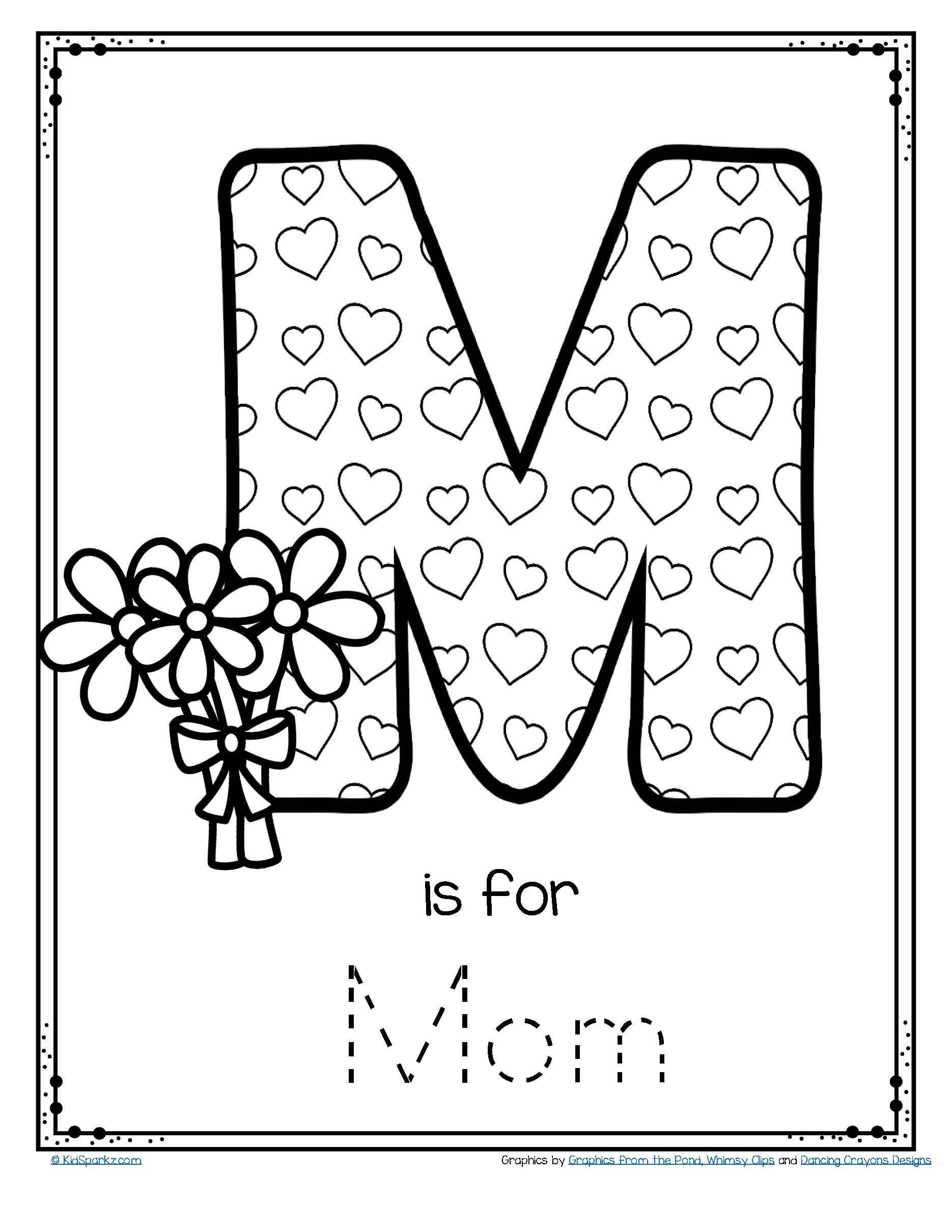 FREE *** M is for Mom trace and color printable #preschool # ...