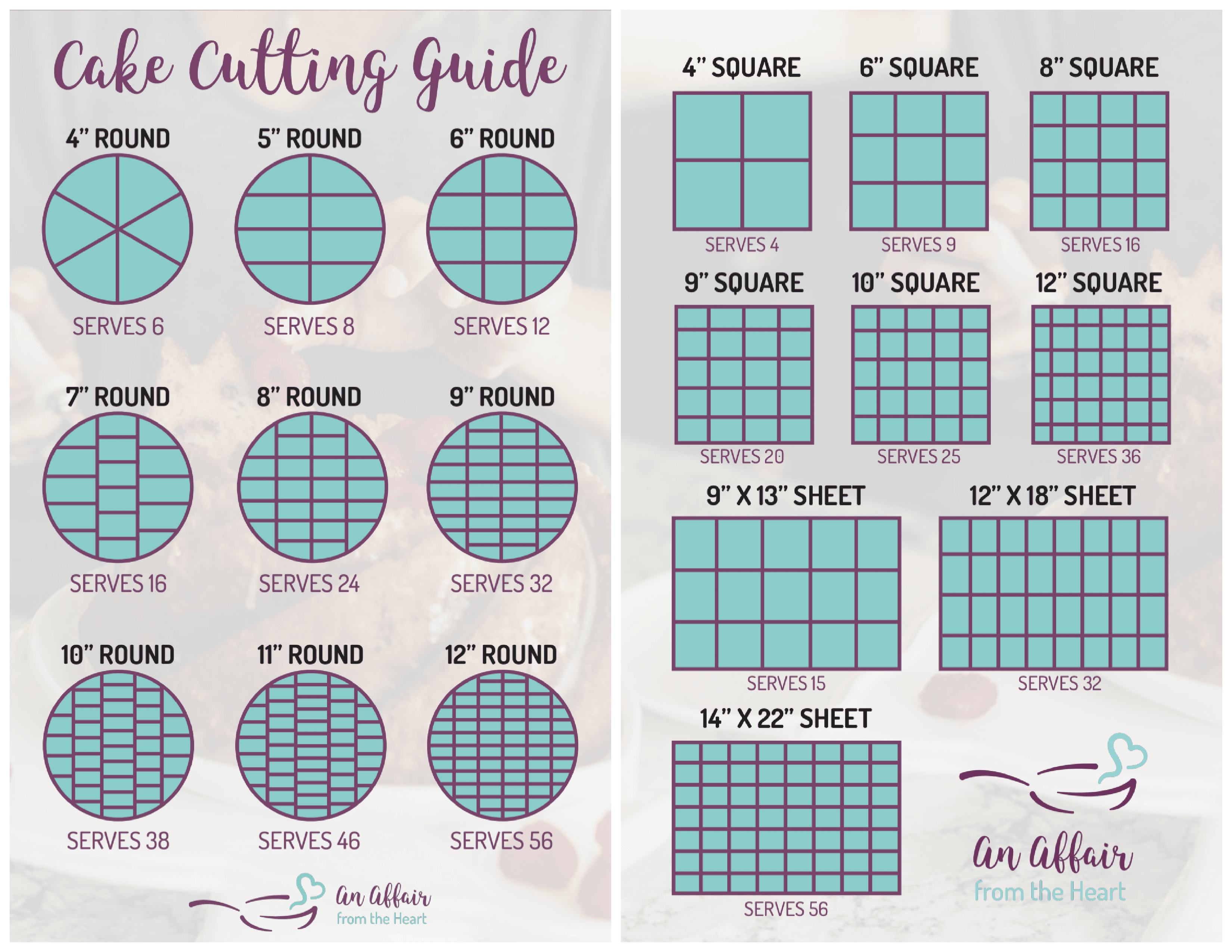 A helpful printable guide makes sure you know how to cut the cake for ...