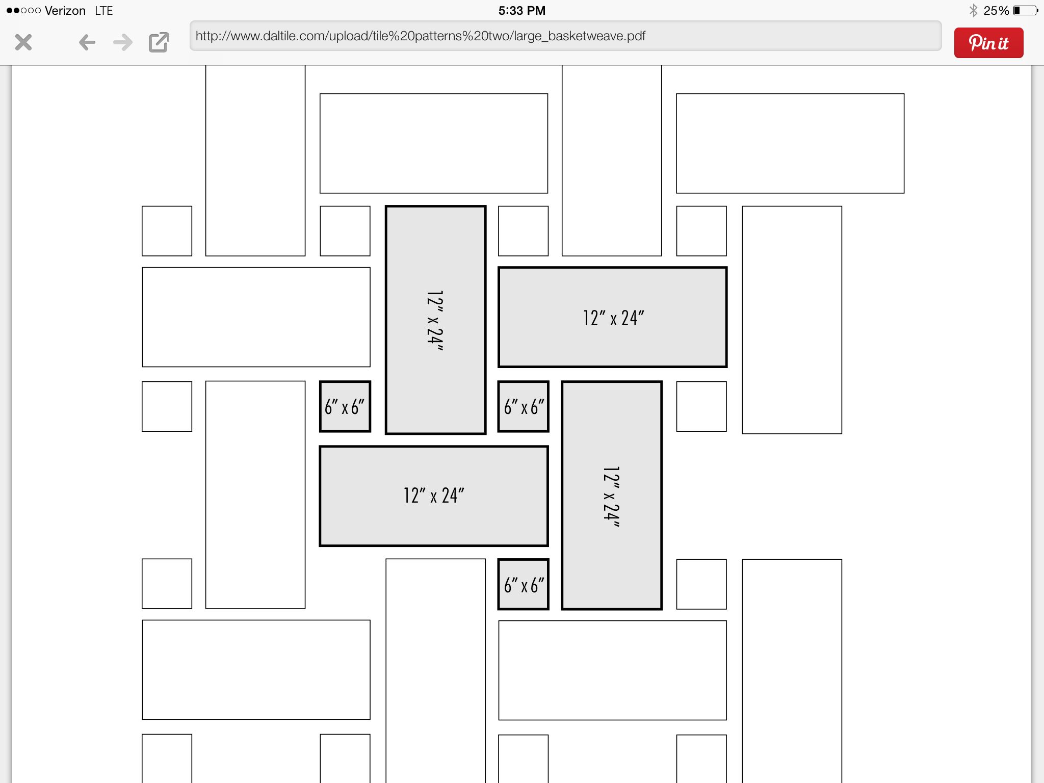 Large Basketweave Made With 6x6 And 12x24 Floor Tile Pattern