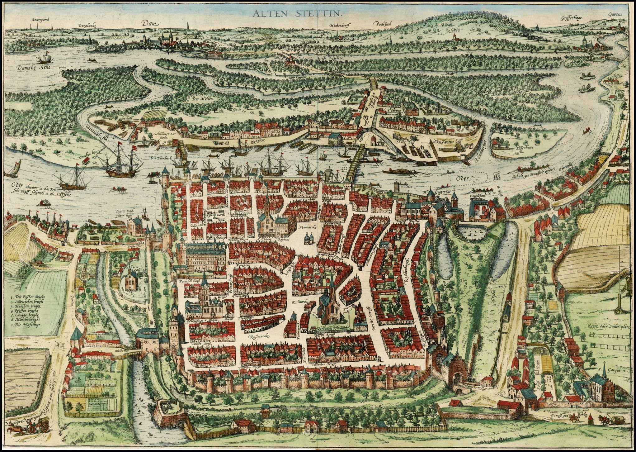 Hanseatic Stettin in 1580, nowadays Poland | Antique maps, City map ...