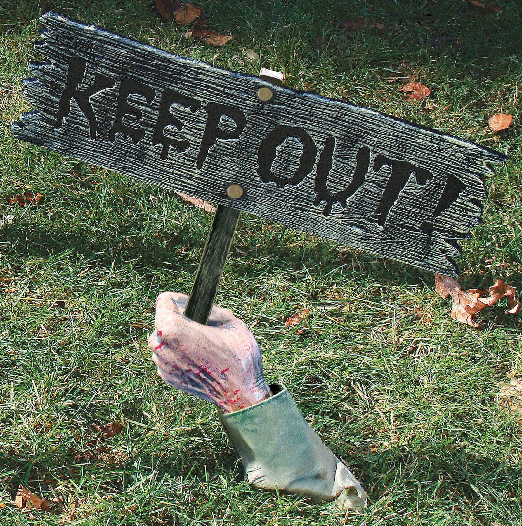 Keep Out Warning From Below! Halloween outdoor decorations, Halloween