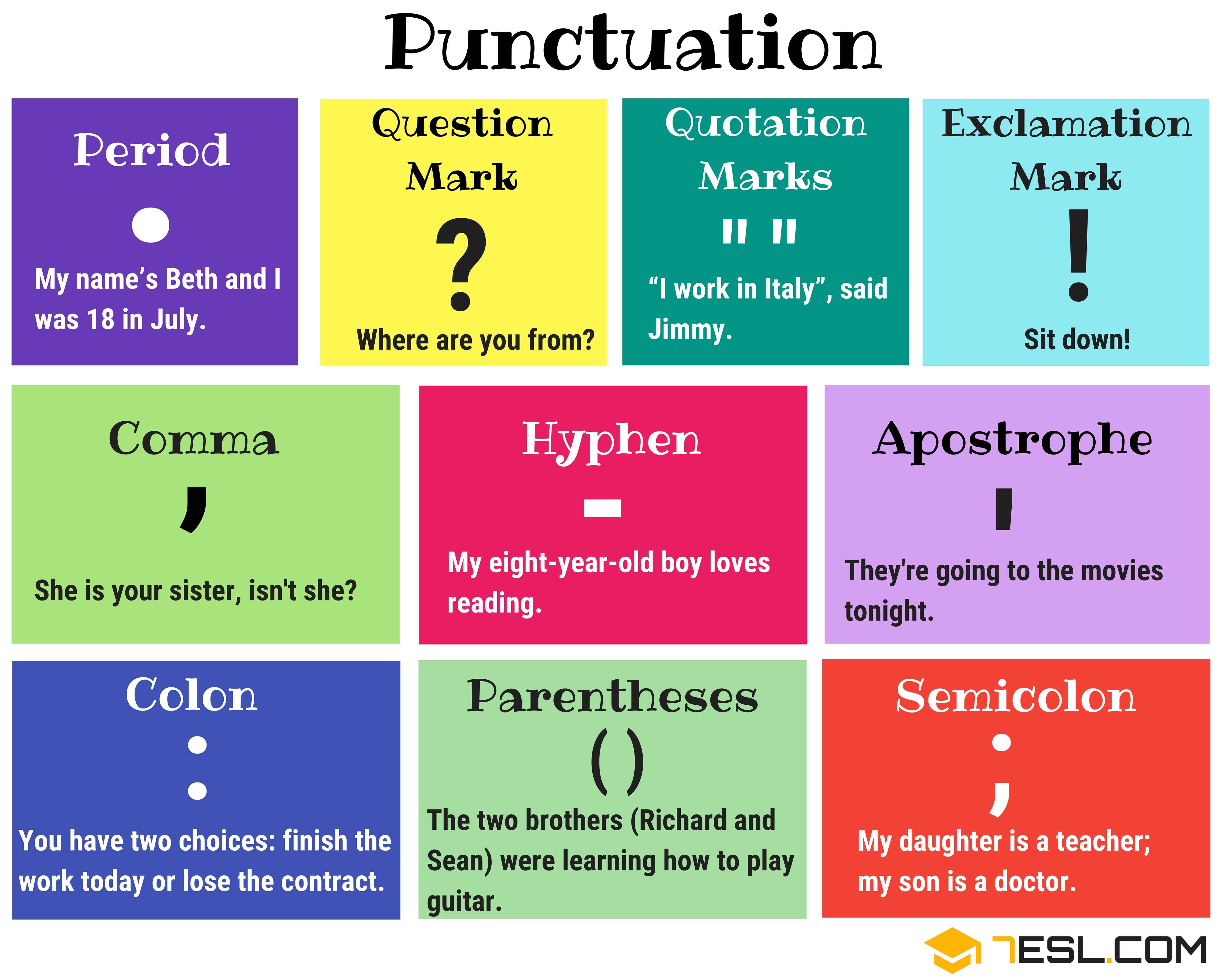 Printable Punctuation Marks Chart