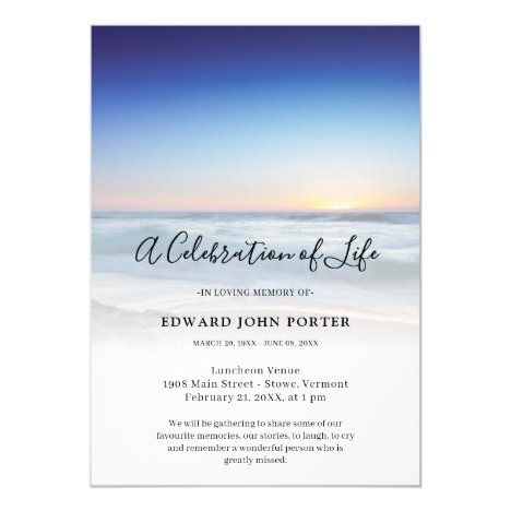 Beach Ocean Photo Celebration of Life Funeral Invitation | Zazzle.com ...