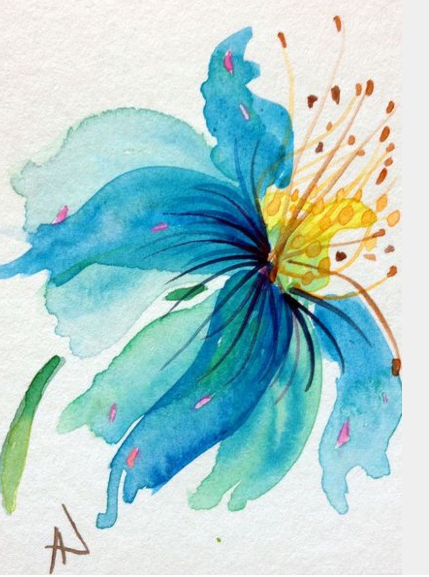 Flores flores Watercolor Flowers Paintings, Watercolor And Ink, Flower ...