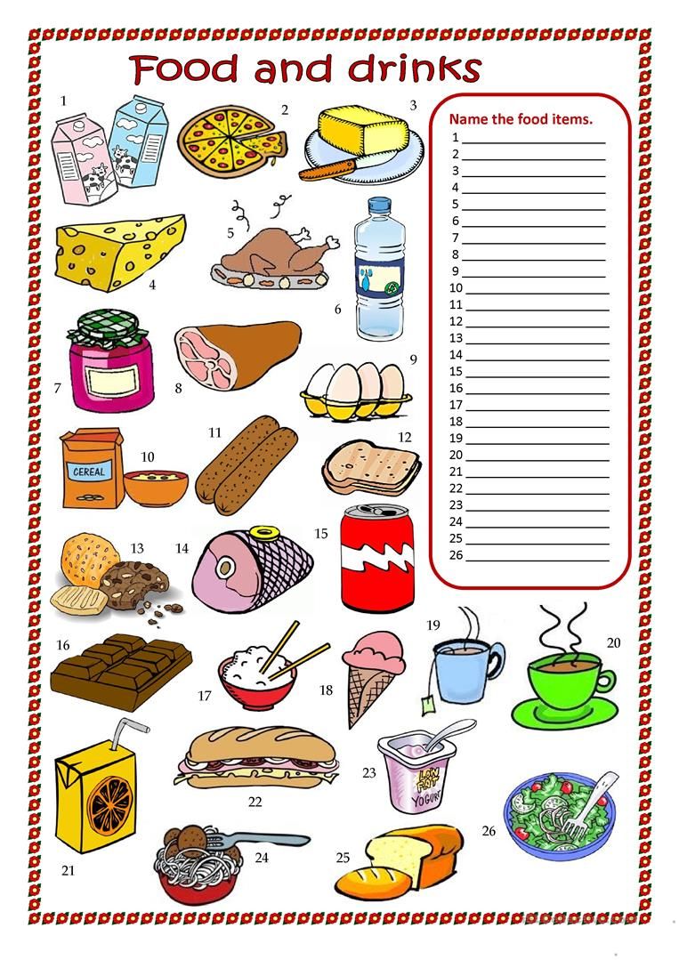 Картинки по запросу food and drinks worksheets Food Vocabulary ...