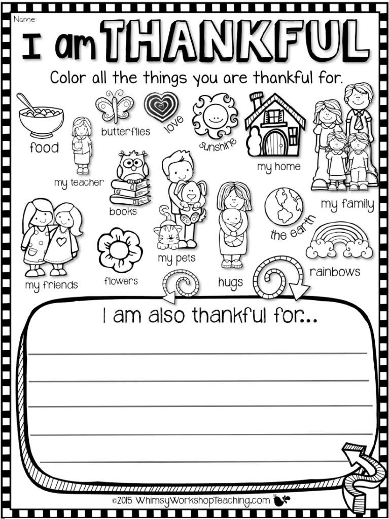 Thankful Worksheet 4th Grade