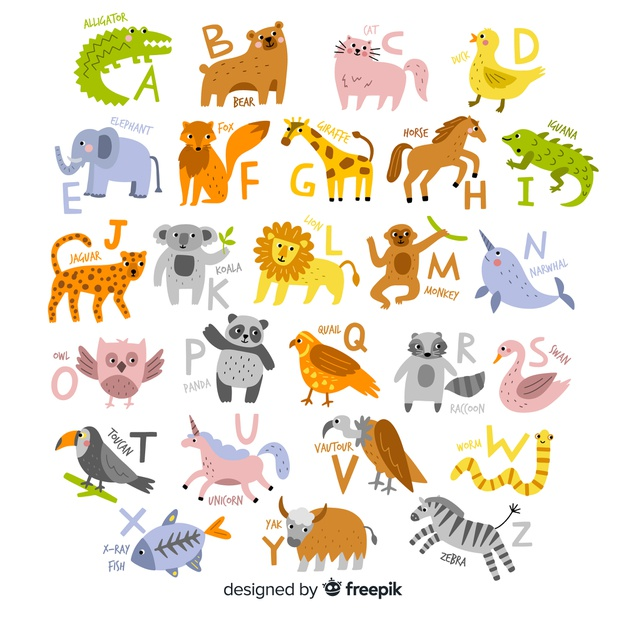 Premium Vector | Hand drawn of animal alphabet | How to draw hands ...