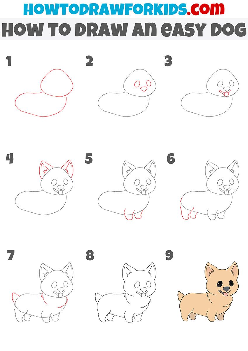 How to Draw a Dog - Easy Drawing Tutorial For Kids | Easy drawings ...