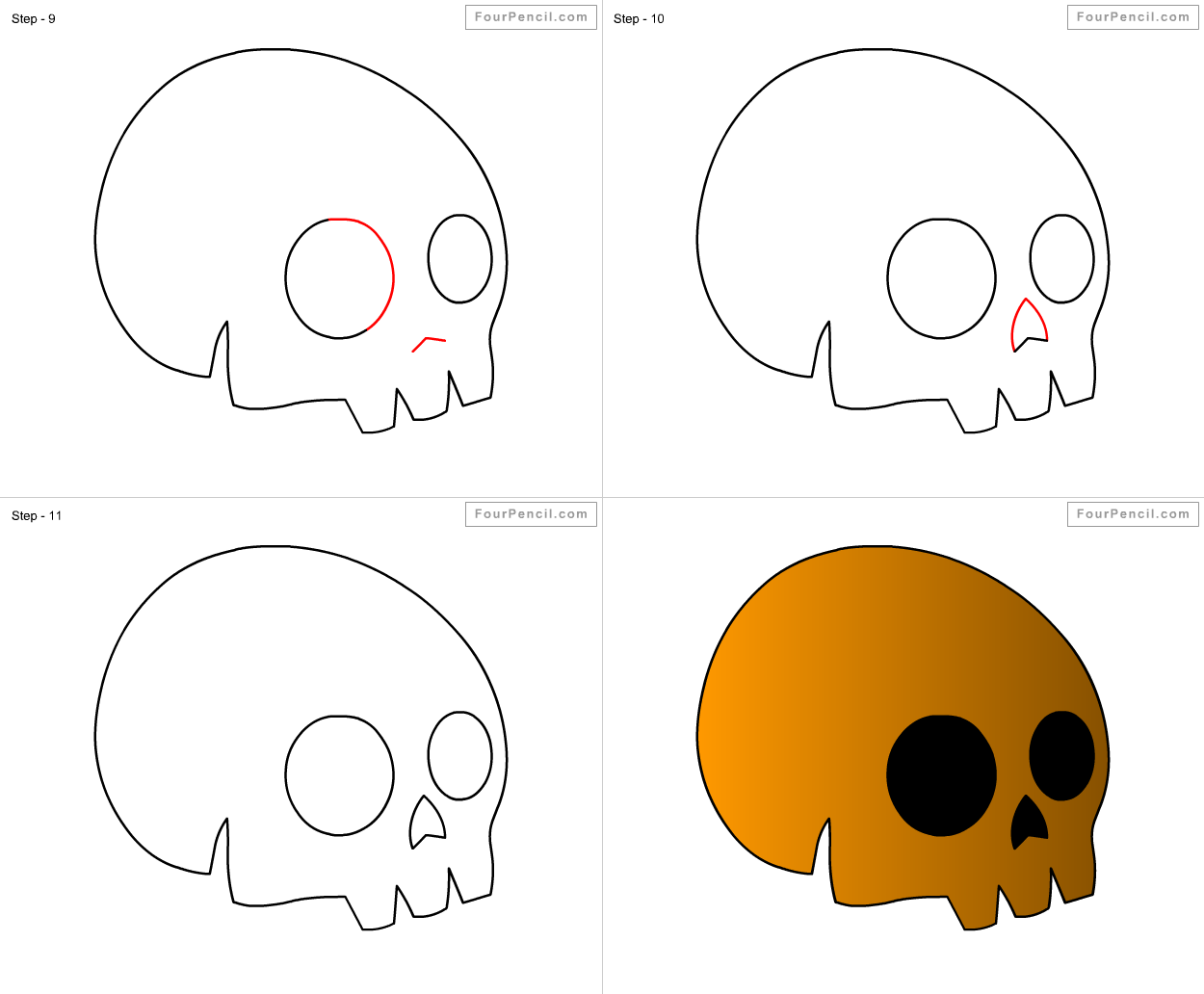 Step By Step How To Draw A Skull