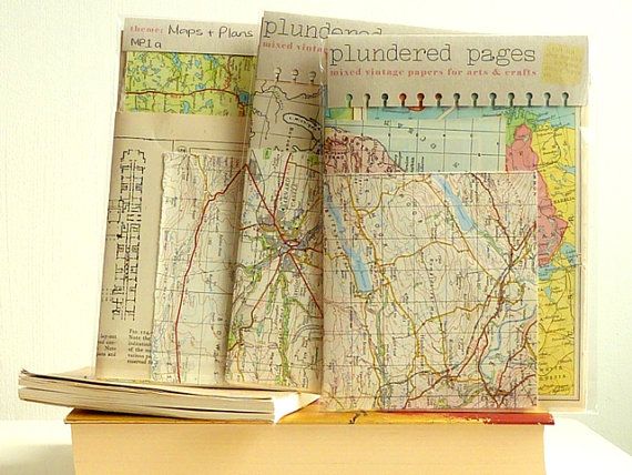 Maps & Plans - pack of original mixed map sections and book pages Scrap ...