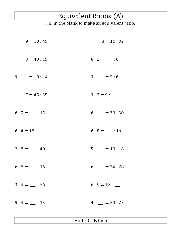 Ratio And Proportion Worksheet - E-streetlight.com