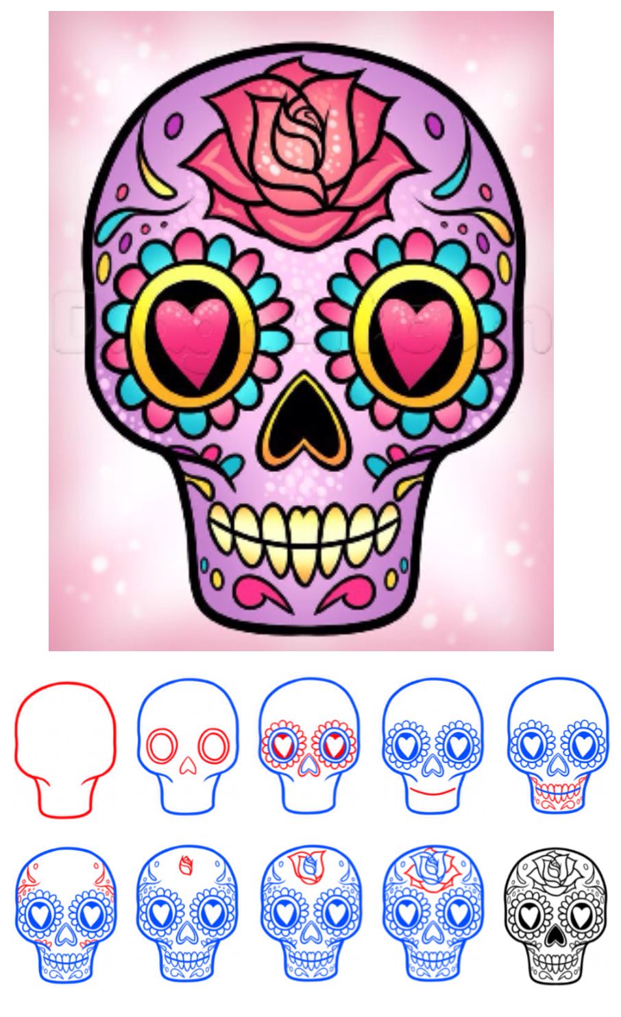 'How to Draw a Sugar Skull Easy...!' (via DragoArt) | Sugar skull ...