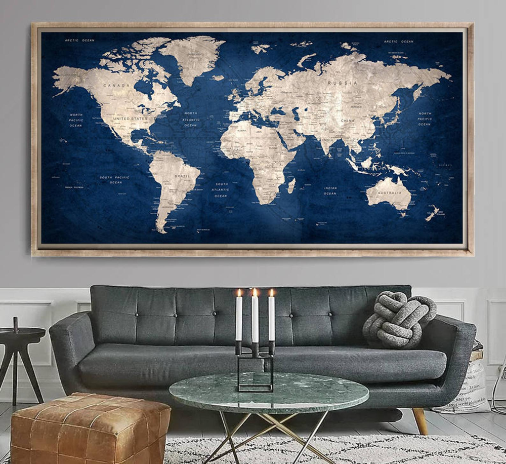 World Map Art Large - Wayne Baisey