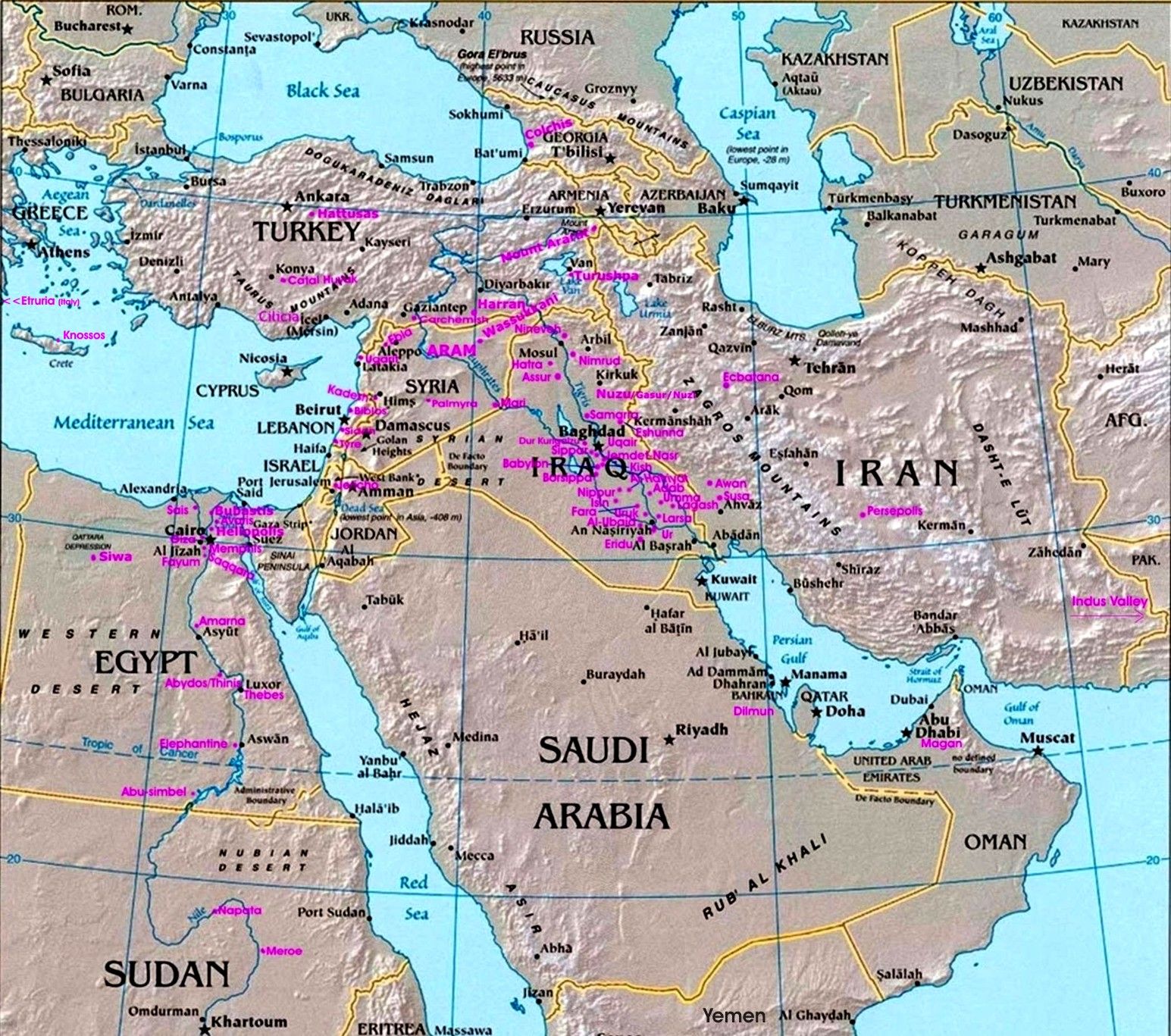 Ancient Map Of The Middle East